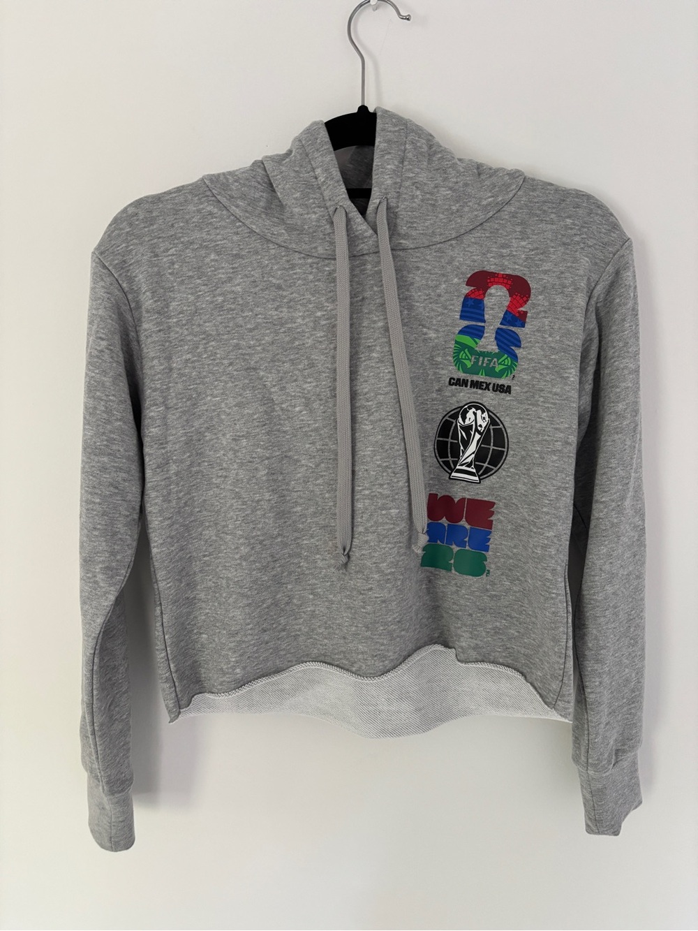 Women’s Gray Graphic Crewneck Cropped Sweatshirt Hoodie - World Cup 2026